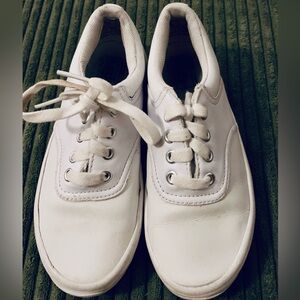 Keds Child Youth White Leather Lace-up Sneakers Shoes Size 12.5
